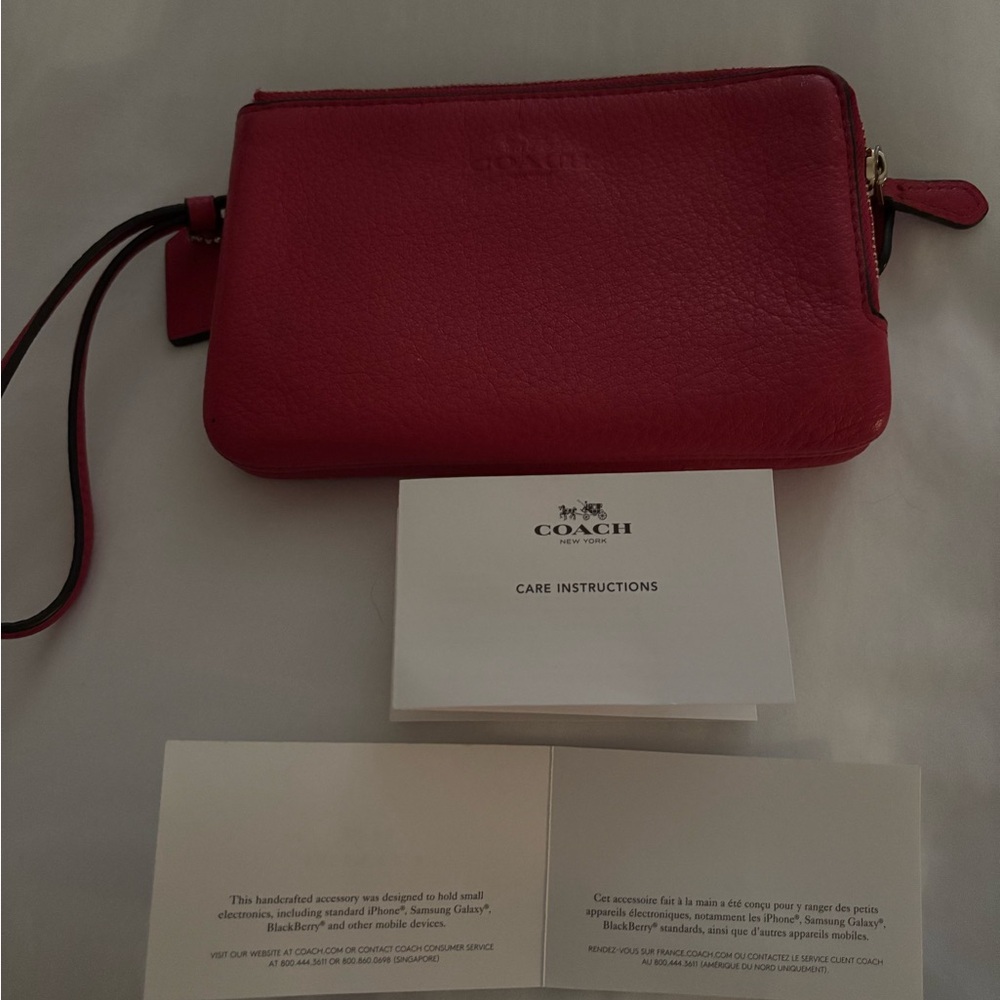 Coach Fuchsia Leather Wristlet